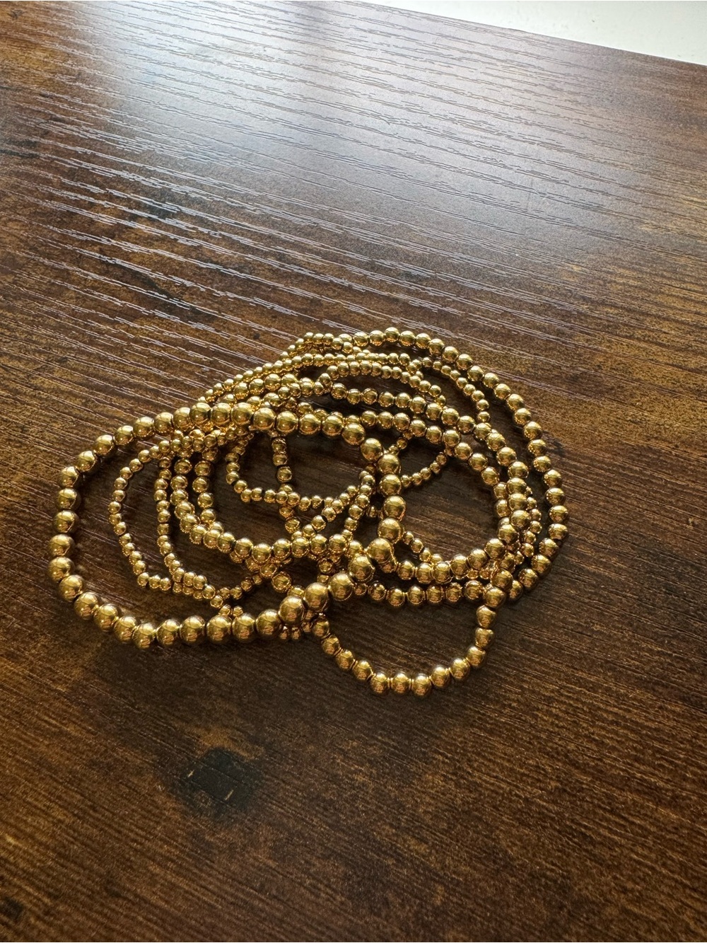 Gold Beaded Stretch Bracelet Set (Set of 6) | Stackable Beaded Bracelets